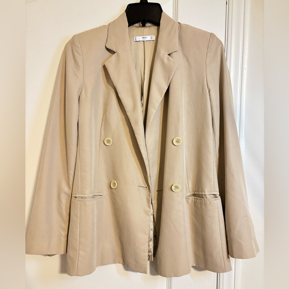 Mango Beige Double-Breasted Blazer - Picture 3 of 8